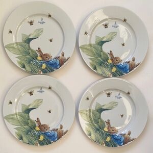 Zrike Beatrix Potter Peter Pan Rabbit Garden Bees Dinner Plates Set Of 4 NWT